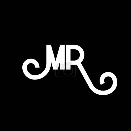 Illustration for MR Letter Logo Design. Initial letters MR logo icon. Abstract letter MR minimal logo design template. M R letter design vector with black colors. mr logo - Royalty Free Image