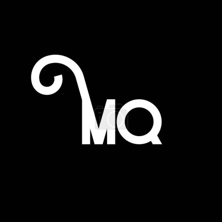Illustration for MQ Letter Logo Design. Initial letters MQ logo icon. Abstract letter MQ minimal logo design template. M Q letter design vector with black colors. mq logo - Royalty Free Image