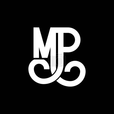Ilustración de Diseño de Logo Carta MP. Letras iniciales icono del logotipo MP. Plantilla de diseño de logotipo minimalista MP de letra abstracta. M P vector de diseño de letras con colores negros. logo mp - Imagen libre de derechos