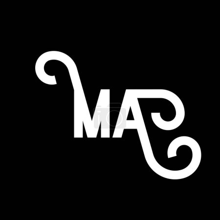 Illustration for MA Letter Logo Design. Initial letters MA logo icon. Abstract letter MA minimal logo design template. M A letter design vector with black colors. ma logo - Royalty Free Image
