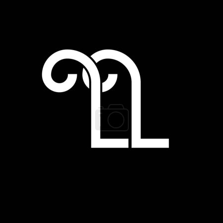 Illustration for LL Letter Logo Design. Initial letters LL logo icon. Abstract letter LL minimal logo design template. L L letter design vector with black colors. ll logo - Royalty Free Image