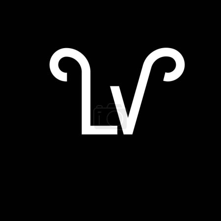 Illustration for LV Letter Logo Design. Initial letters LV logo icon. Abstract letter LV minimal logo design template. L V letter design vector with black colors. lv logo - Royalty Free Image