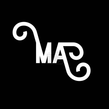 Illustration for MA Letter Logo Design. Initial letters MA logo icon. Abstract letter MA minimal logo design template. M A letter design vector with black colors. ma logo - Royalty Free Image