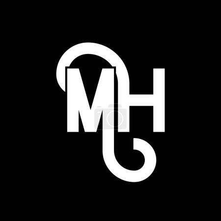 Illustration for MH Letter Logo Design. Initial letters MH logo icon. Abstract letter MH minimal logo design template. M H letter design vector with black colors. mh logo - Royalty Free Image