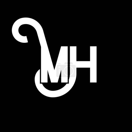 Illustration for MH Letter Logo Design. Initial letters MH logo icon. Abstract letter MH minimal logo design template. M H letter design vector with black colors. mh logo - Royalty Free Image