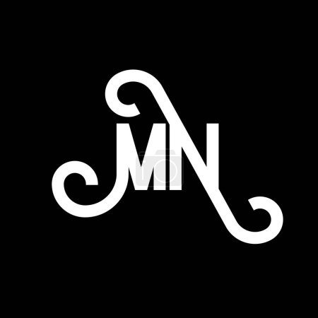 Illustration for MN Letter Logo Design. Initial letters MN logo icon. Abstract letter MN minimal logo design template. M N letter design vector with black colors. mn logo - Royalty Free Image