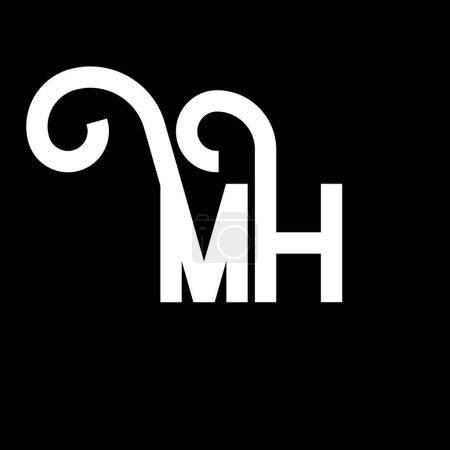 Ilustración de Diseño de Logo Carta MH. Letras iniciales MH icono del logotipo. Carta abstracta MH plantilla de diseño de logotipo minimalista. M H vector de diseño de letras con colores negros. logo mh - Imagen libre de derechos