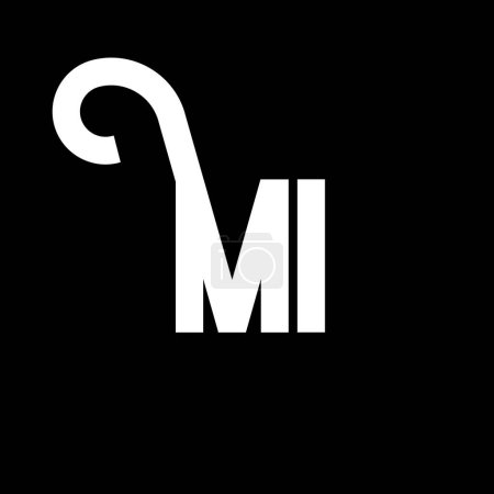 Illustration for MI Letter Logo Design. Initial letters MI logo icon. Abstract letter MI minimal logo design template. M I letter design vector with black colors. mi logo - Royalty Free Image