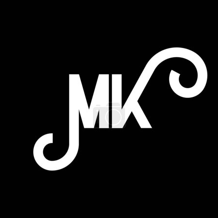 Illustration for MK Letter Logo Design. Initial letters MK logo icon. Abstract letter MK minimal logo design template. M K letter design vector with black colors. mk logo - Royalty Free Image