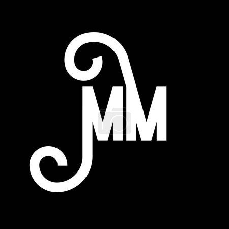 Illustration for MM Letter Logo Design. Initial letters MM logo icon. Abstract letter MM minimal logo design template. M M letter design vector with black colors. mm logo - Royalty Free Image