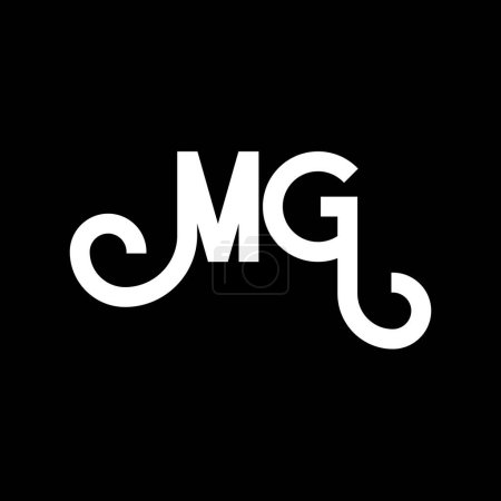 Illustration for MG Letter Logo Design. Initial letters MG logo icon. Abstract letter MG minimal logo design template. M G letter design vector with black colors. mg logo - Royalty Free Image
