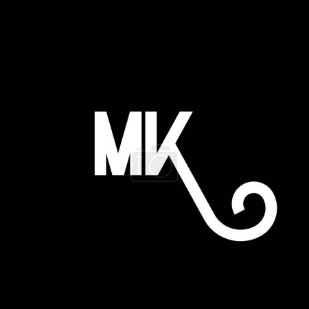 Ilustración de Diseño de Logo Carta MK. Letras iniciales icono del logotipo de MK. Carta abstracta MK plantilla de diseño de logotipo minimalista. M K vector de diseño de letras con colores negros. Logotipo mk - Imagen libre de derechos