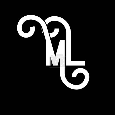 Illustration for ML Letter Logo Design. Initial letters ML logo icon. Abstract letter ML minimal logo design template. M L letter design vector with black colors. ml logo - Royalty Free Image