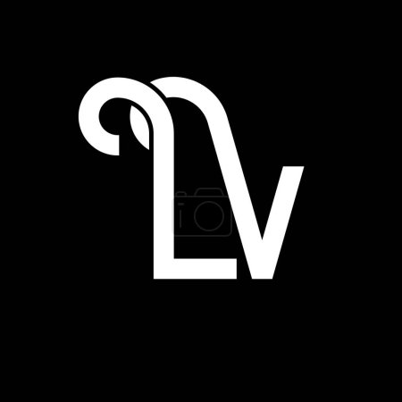 Illustration for LV Letter Logo Design. Initial letters LV logo icon. Abstract letter LV minimal logo design template. L V letter design vector with black colors. lv logo - Royalty Free Image