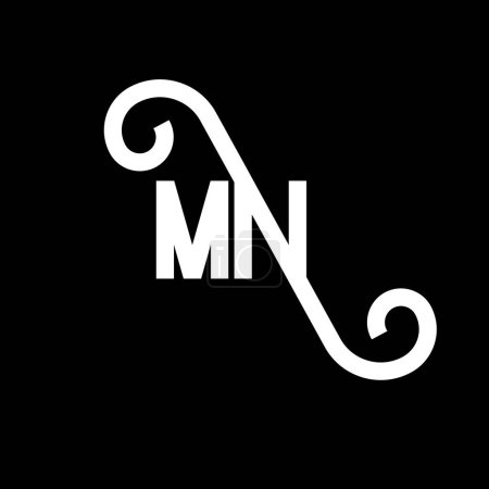 Illustration for MN Letter Logo Design. Initial letters MN logo icon. Abstract letter MN minimal logo design template. M N letter design vector with black colors. mn logo - Royalty Free Image