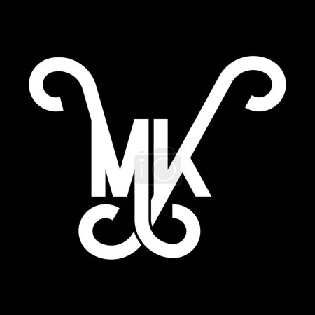 Ilustración de Diseño de Logo Carta MK. Letras iniciales icono del logotipo de MK. Carta abstracta MK plantilla de diseño de logotipo minimalista. M K vector de diseño de letras con colores negros. Logotipo mk - Imagen libre de derechos