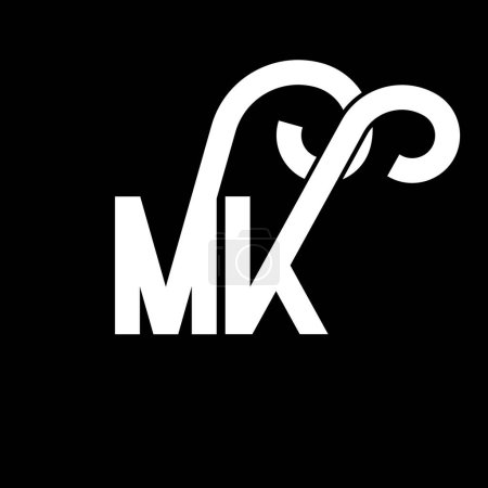 Illustration for MK Letter Logo Design. Initial letters MK logo icon. Abstract letter MK minimal logo design template. M K letter design vector with black colors. mk logo - Royalty Free Image