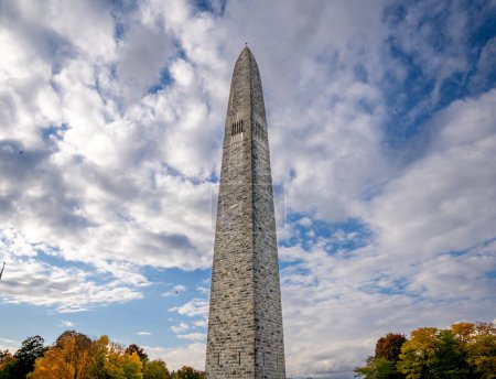 Photo for Bennington, VT - USA - Oct 10, 2022 View of the 306-foot-high stone obelisk, the Bennington Battle Monument. The monument commemorates the Battle of Bennington during the American Revolutionary War. - Royalty Free Image
