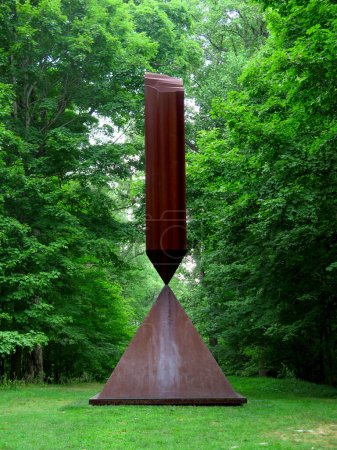 Photo for New Windsor, NY - USA - Aug. 9, 2015 View of Barnett Newman's Broken Obelisk, 1963-1967 (Exhibition Copy 2005) Located in Storm King Art Center, a 500-acre outdoor museum located the Hudson Valley. - Royalty Free Image