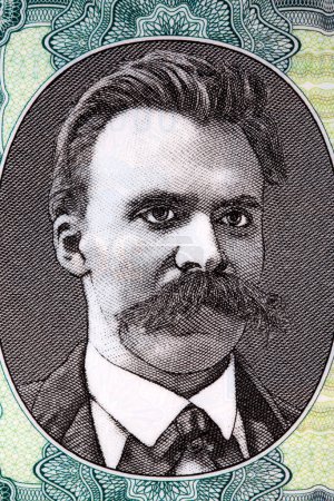 Photo for Friedrich Wilhelm Nietzsche a portrait from German money - Royalty Free Image