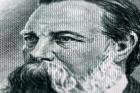 Photo for Friedrich Engels a closeup portrait from German money - Mark - Royalty Free Image