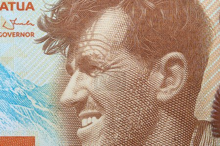 Photo for Edmund Hillary a cloeseup portrait from New Zealand money - dollar - Royalty Free Image