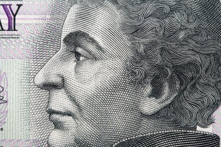 Damaso Antonio Larranaga a closeup portrait from Uruguayan money - Peso