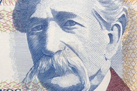 Alfredo Vasquez Acevedo a closeup portrait from Uruguayan money - Peso