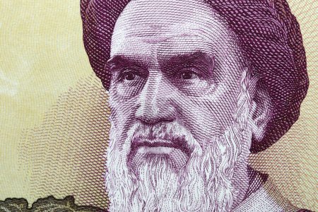 Photo for Ruhollah Khomeini a closeup portrait from Iranian money - Rial - Royalty Free Image