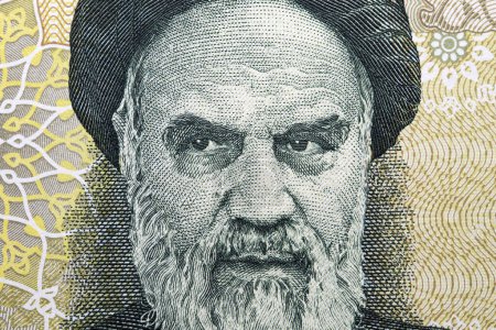 Photo for Ruhollah Khomeini a closeup portrait from Iranian money - Rial - Royalty Free Image
