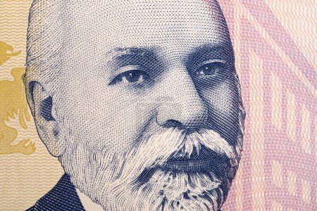 	Ismail Qemali a closeup portrait from Albanian money - lek