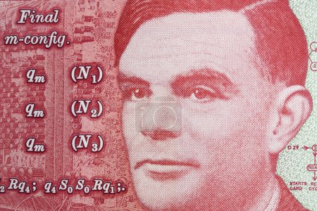 Téléchargez les photos : Alan Turing un portrait rapproché de l'argent anglais - livre - en image libre de droit