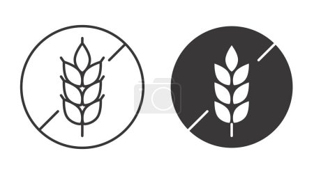 Photo for Gluten free icons. Editable stroke. Food allergy diet. Wheat grain symbol. Vector line silhouette graphic elements. Stock illustration isolated on white background. - Royalty Free Image