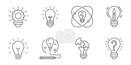 Photo for Light bulb icons. Editable stroke. Vector set of graphics elements. Technology idea inspiration symbol. Solution concept. Stock illustration isolated on white background. - Royalty Free Image