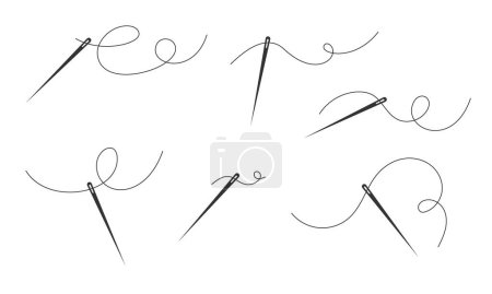 Photo for Thread with a needle set. Needle icon on white background. Sewing tools, tailoring workshop, home needlework. Stock vector illustration. - Royalty Free Image