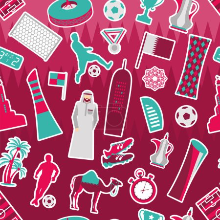 Illustration for Qatar Flag, Soccer Football theme Vector art - Royalty Free Image