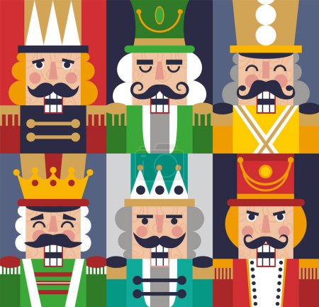 Christmas Nutcrackers Vector Illustration on Color Background
