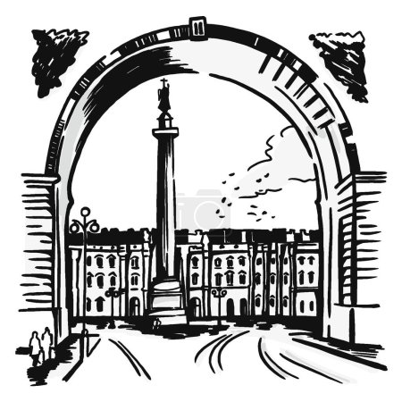 Ilustración de Arco del Estado Mayor en la plaza del palacio - Imagen libre de derechos