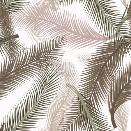 Illustration for Leaves of palm tree. Seamless pattern. Vector background. - Royalty Free Image