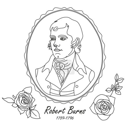 Illustration for Robert Burns icon line element. Vector hand drawn illustration of Robbie Rurns isolated - Royalty Free Image