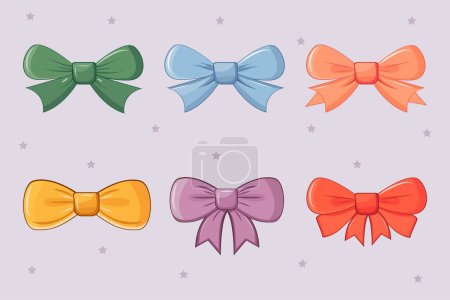 Set of colorful various  bows, gift ribbons. Bowknot for decoration, bows for gift wrapping.Vector illustration