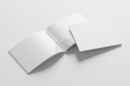 Photo for US Letter Landscape Magazine 3D Rendering White Blank Mockup For Design Presentation - Royalty Free Image