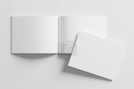 Photo for US Letter Landscape Magazine 3D Rendering White Blank Mockup For Design Presentation - Royalty Free Image