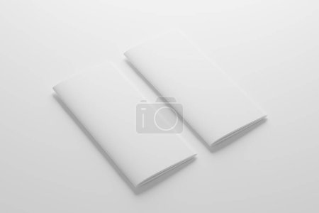DL Saddle Stitch Bifold Brochure White Blank 3D Rendering Mockup For Design Presentation