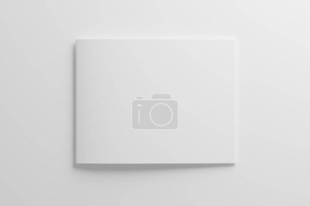 US Letter Landscape Saddle Stitch Bifold Broschüre Katalog White Blank 3D Rendering Mockup für Design-Präsentation