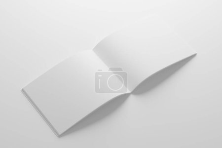 Photo for US Letter Landscape Saddle Stitch Bifold Brochure Catalog White Blank 3D Rendering Mockup for Design Presentation - Royalty Free Image