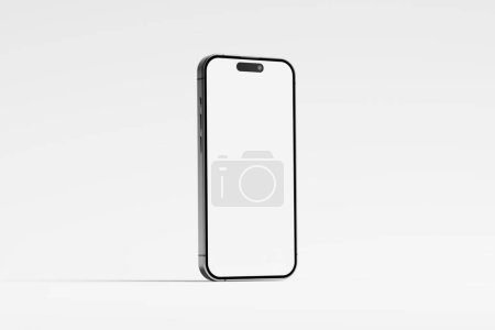 Foto de Iphone 15 y 15 Pro y 15 Pro Max Blanco en blanco 3D representación burla para mostrar el diseño de la interfaz de usuario - Imagen libre de derechos