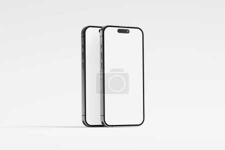 Photo for Iphone 15 and 15 Pro and 15 Pro Max White Blank 3D Rendering Mockup For Showcasing UI Design - Royalty Free Image