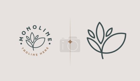Illustration for Leaf Flower Tree monoline. Universal creative premium symbol. Vector sign icon logo template. Vector illustration - Royalty Free Image