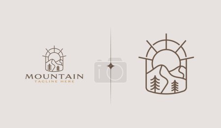 Illustration for Rocky Mountain. Mountain Hilltop Nature Landscape. Universal creative premium symbol. Vector sign icon logo template. Vector illustration - Royalty Free Image